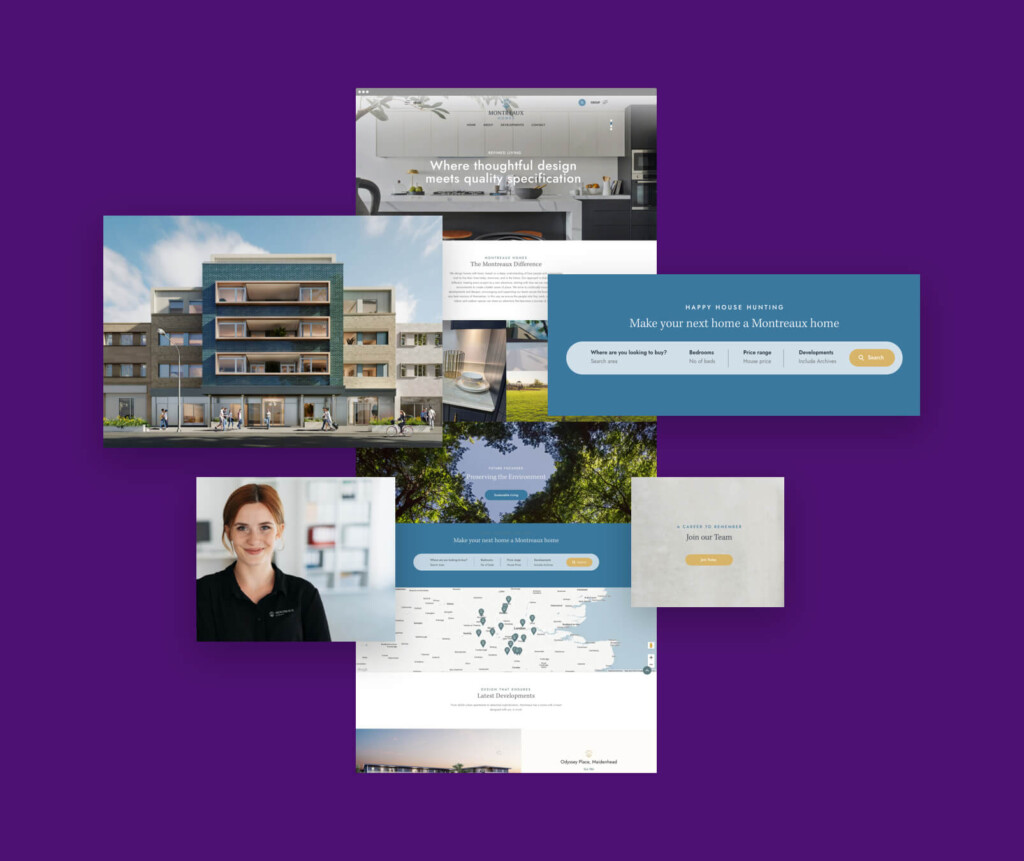 Montreaux homes website created snippet by Ronins web design Surrey team in Guildford