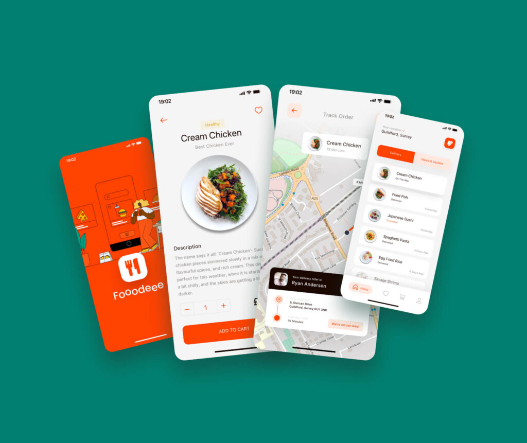 Our London and Surrey mobile app development team at Ronins designed a colourful and modern build for Cloud Kitchen