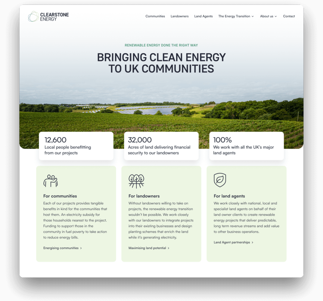 renewable energy website design