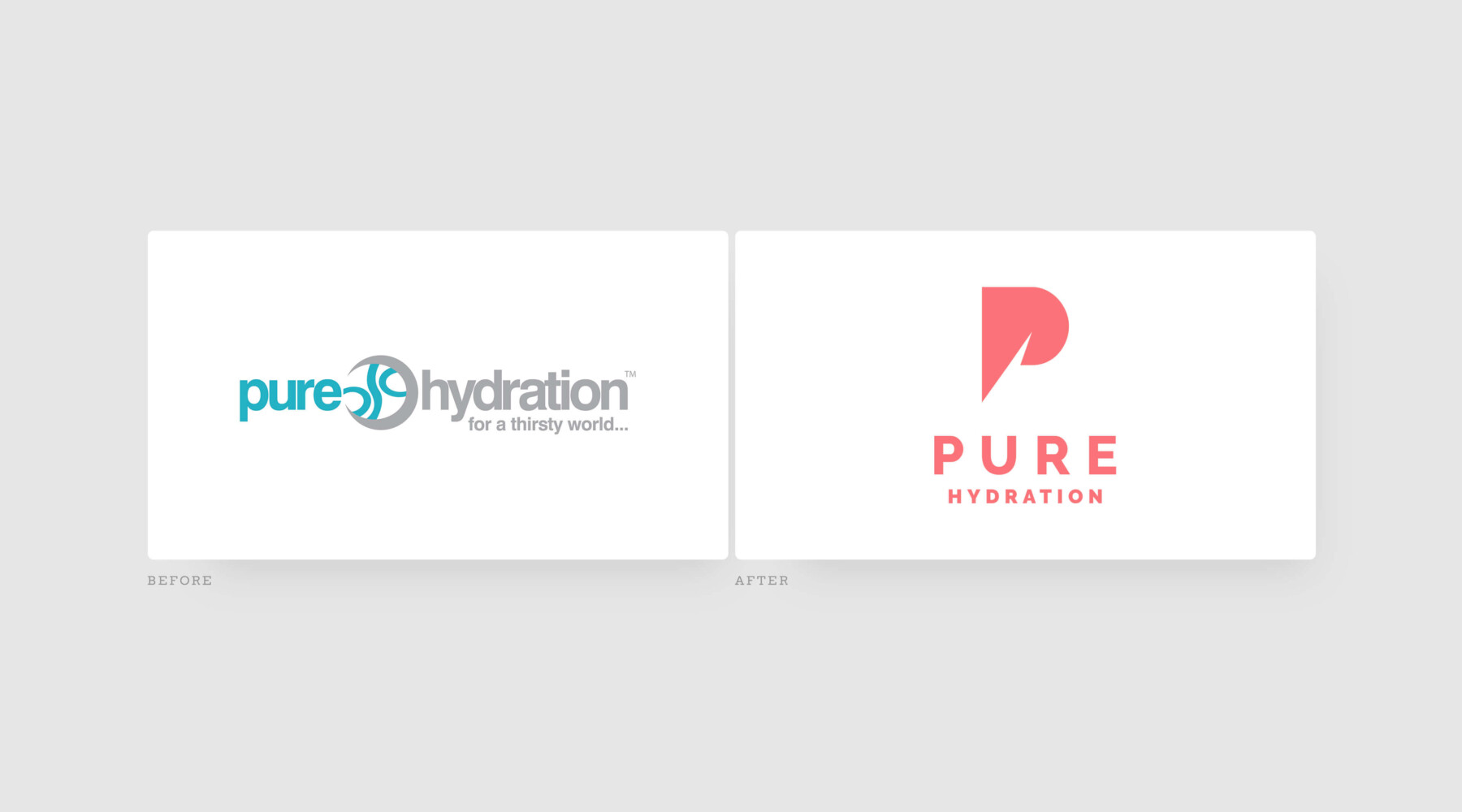 brand refresh - before and after logo design for pure hydration