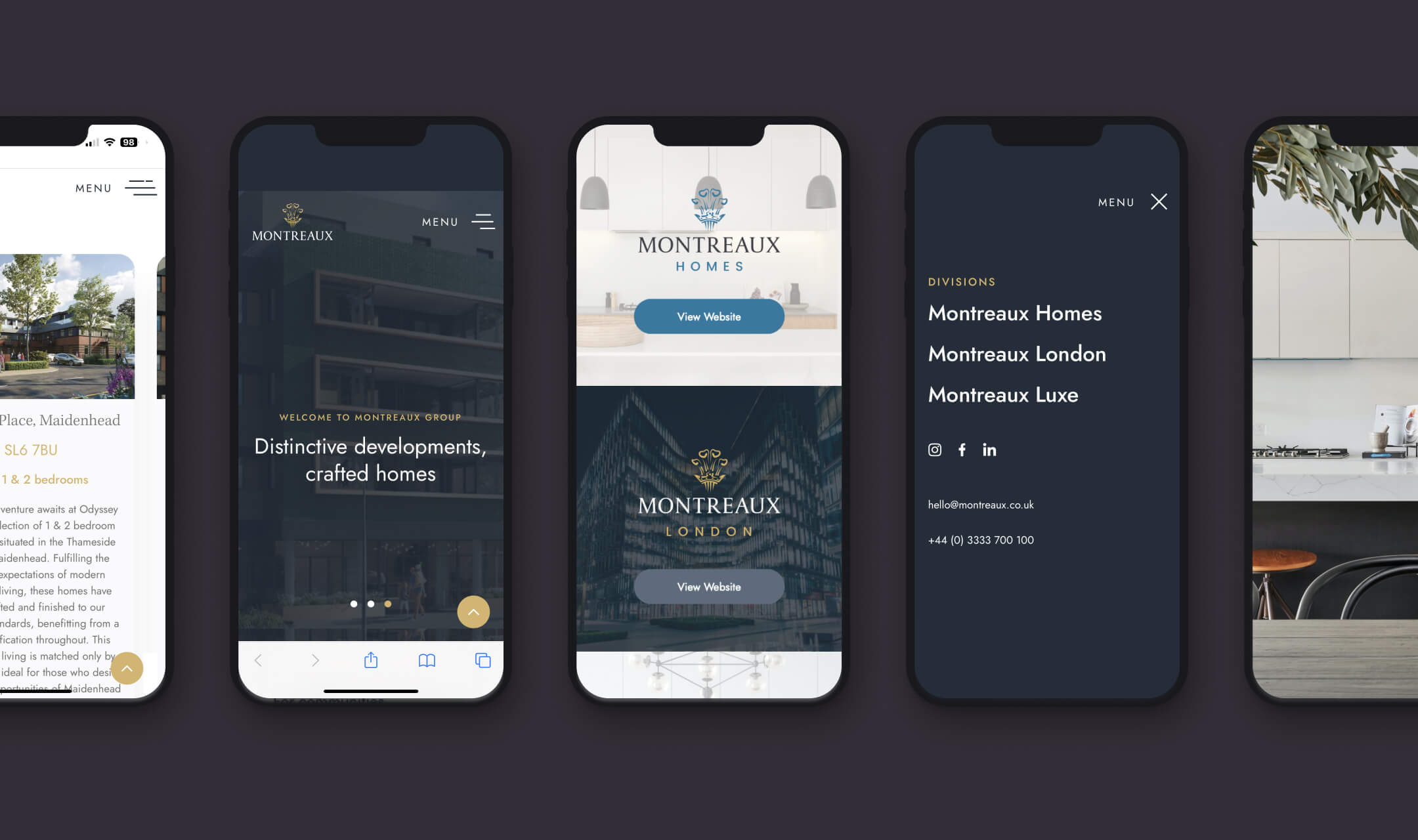 mobile web design for property development company Montreaux