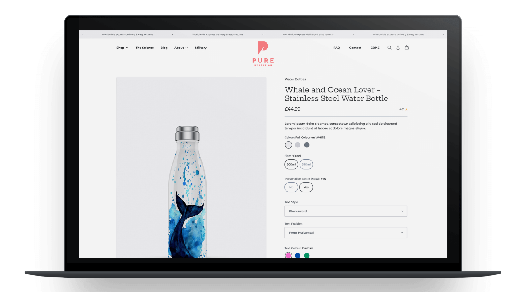 pure hydration ecommerce website design following brand modernisation