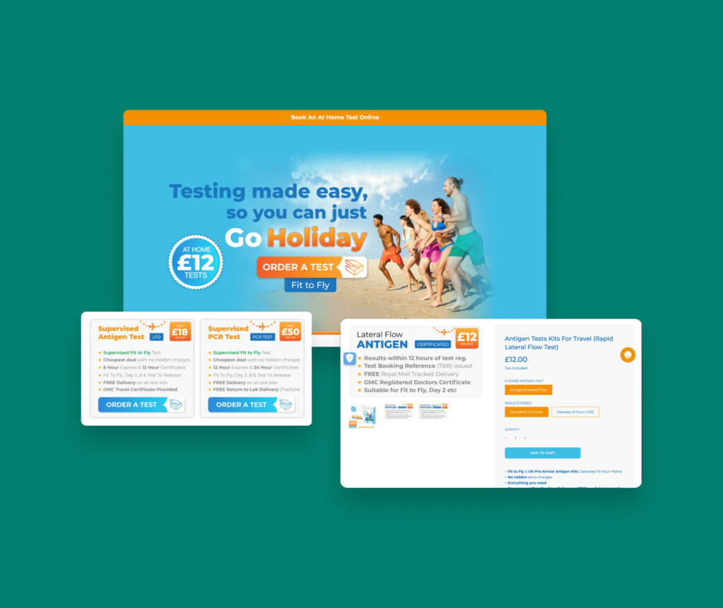 ecommerce website development homepage for Test-N-Go by Ronins