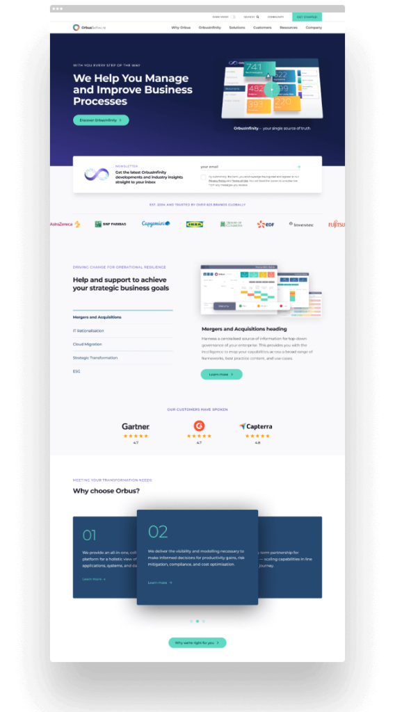 Modern and clear service line page created by Surrey and London Digital Agency, Ronins
