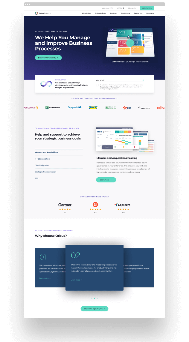 orbus software saas web design - home page design