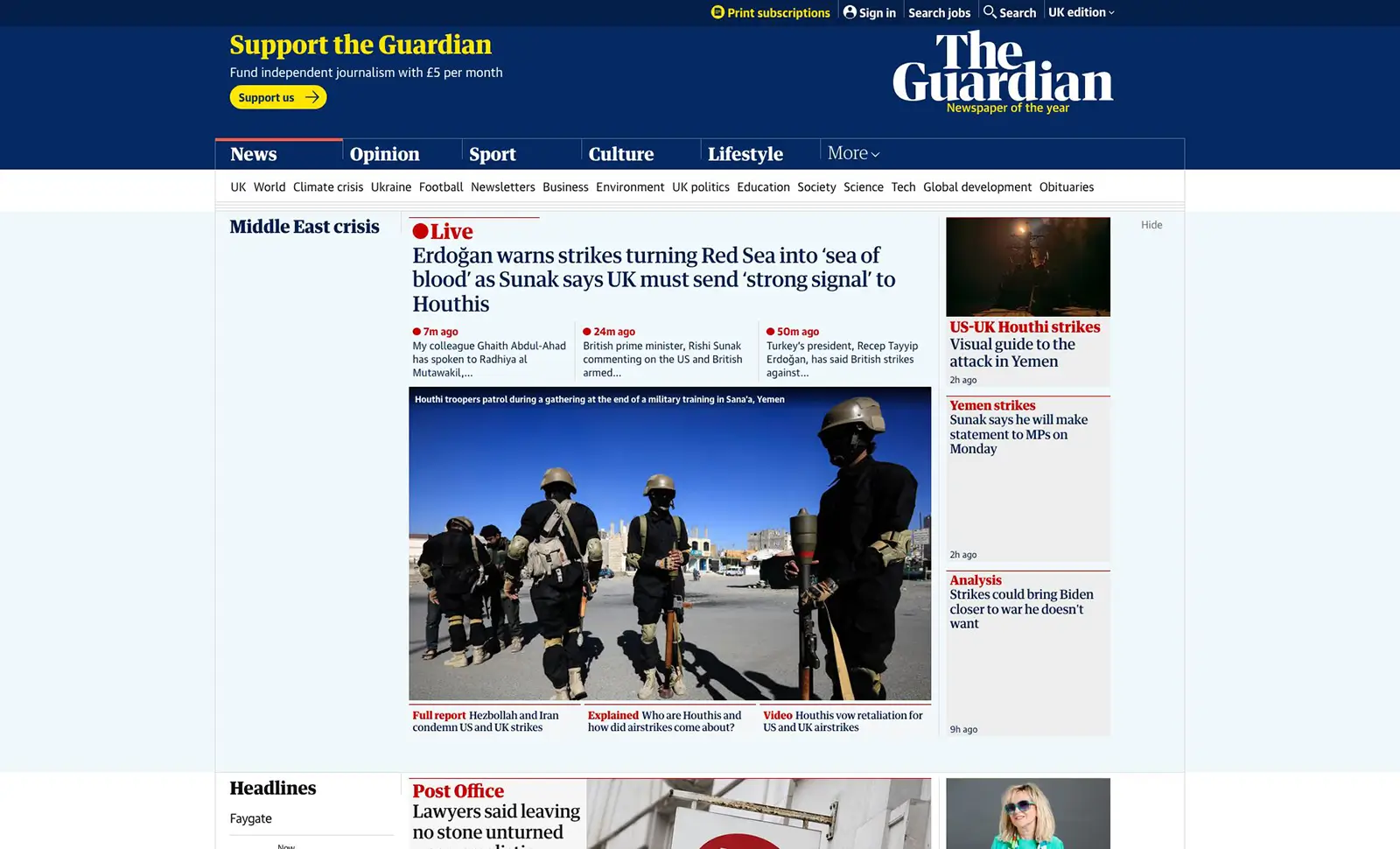 the guardian homepage