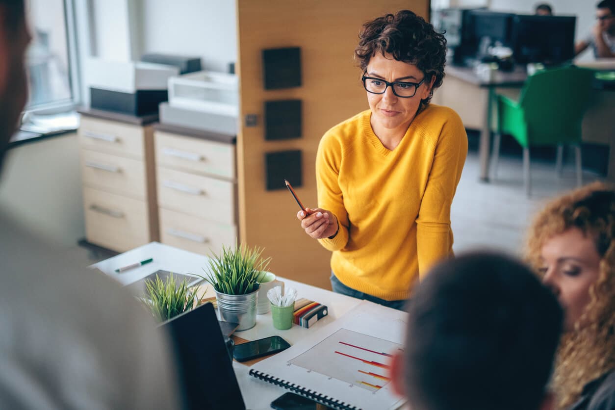 woman presenting a communication plan