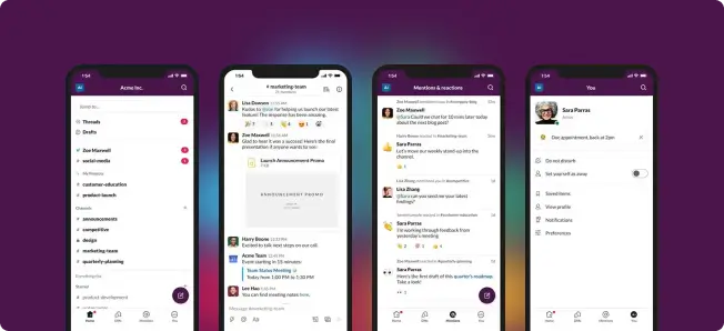 slack app screenshots