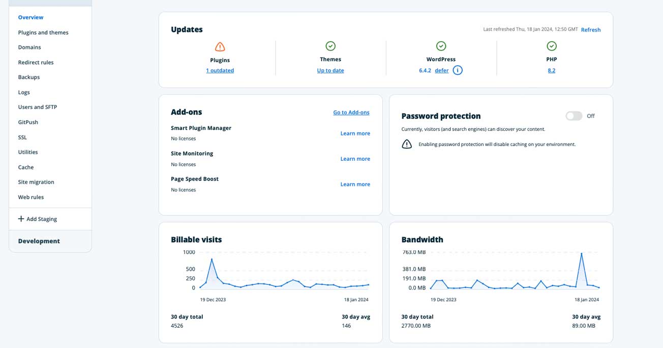 WP Engine Dashboard