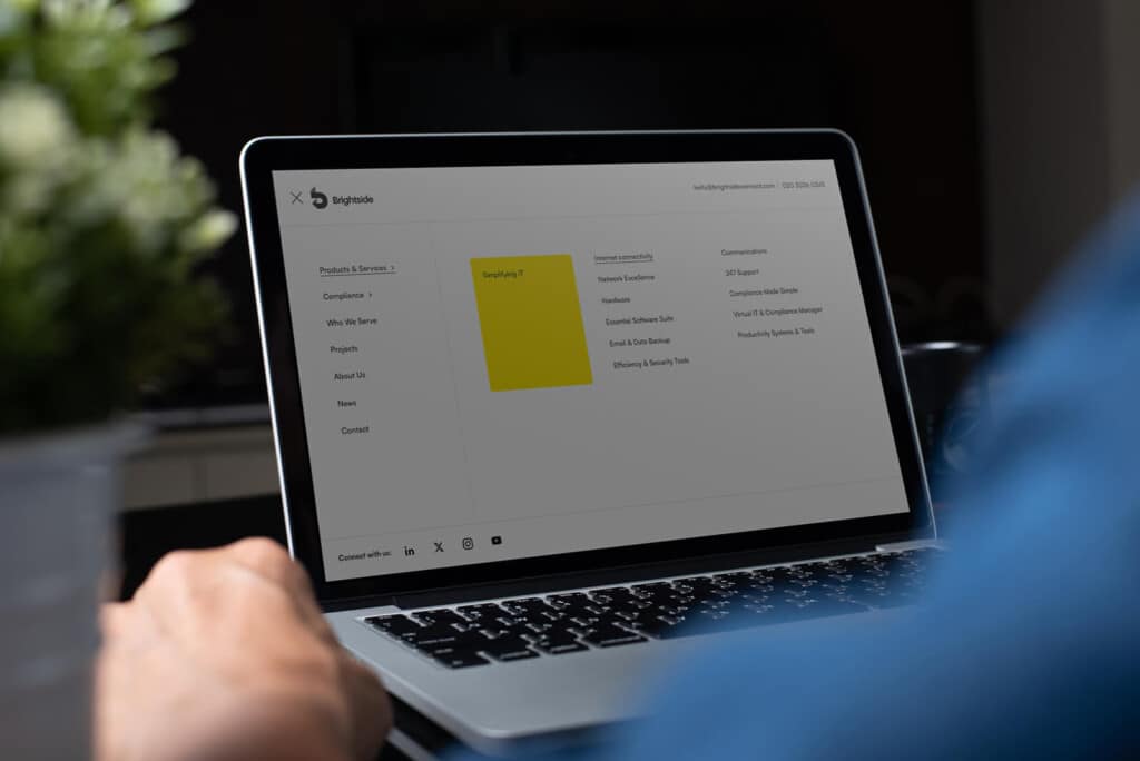 fullscreen mega menu design for brightside connect